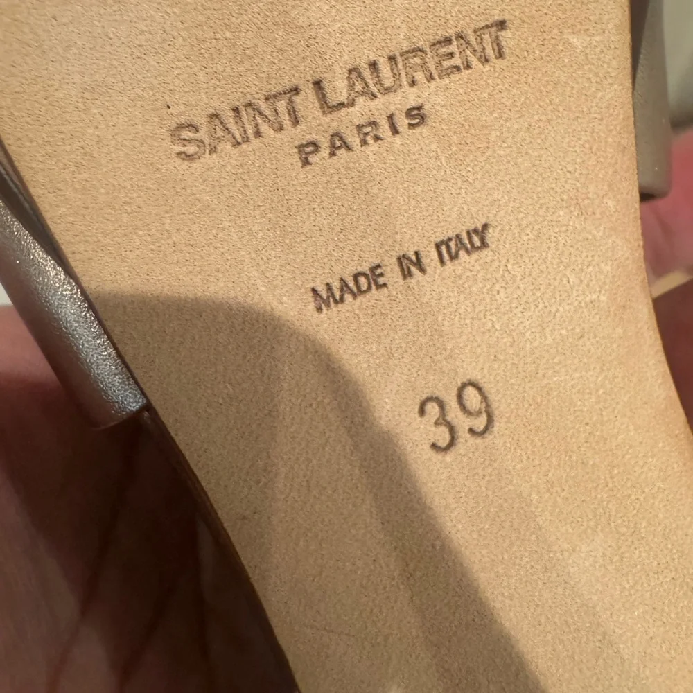 Saint Laurent Metallic Bronze Braided T-Strap Platform Sandals - Picture 10 of 16